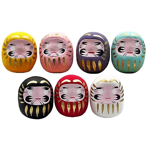TOKYO ART Traditional Japanese Daruma Dolls Set of 7 Good Luck Charms Gift Set Known for Bringing Good Fortune