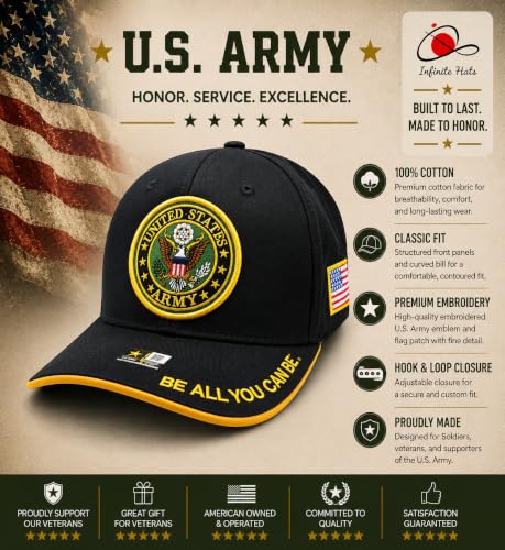 Image of US Army Veteran Hat for Men - Officially Licensed Military Baseball Cap, for Veterans