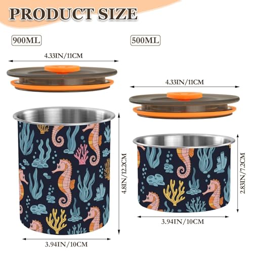 Envase de café hermético de acero inoxidable 900 ml miniatura 2