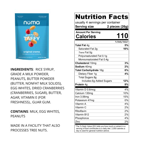Healthy Chewy Milk Candy/Asian Nougat - Low Calorie, Low Sugar, Gluten Free, High Protein, Natural Snack With Peanuts And Dried Cranberries – 3 Bags With 8 Individually Wrapped Chews Each #TOP6