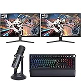 LG 32GK650F-B 32' Class QHD 2560 x 1440 Dual Gaming Monitor w/FreeSync (31.5' Diagonal) Bundle with Deco Gear Mechanical Keyboard Cherry MX Red + PC Streaming USB Microphone for Gaming