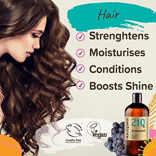 Naissance Grapeseed Oil (no. 210) 500ml - Natural Moisturiser and Conditioner for Hair and Skin