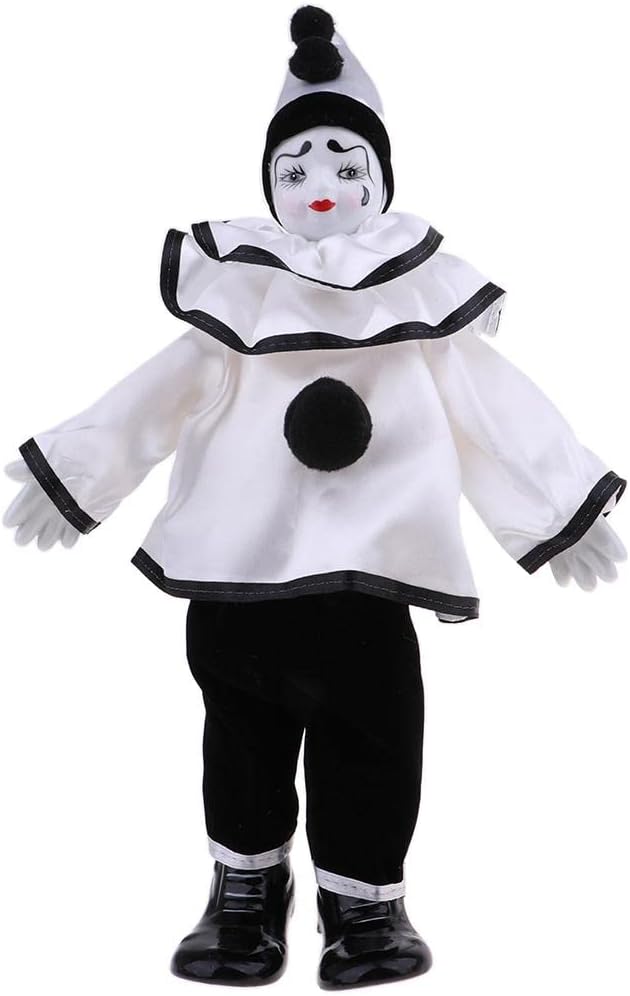 DYNWAVE Fenteer 15inch Funny Clown Porcelain Joker Doll, for Girlfriend, Halloween Decoration Home Table Desk Top Ornaments