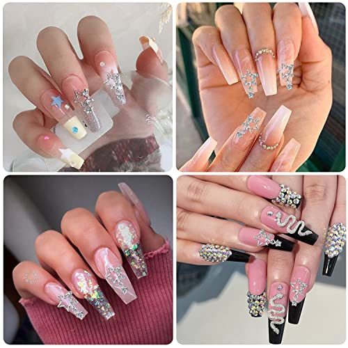 Star Nail Charms, Dremisi 20 Pieces Stars Nail Gems 3D Nail Rhinestones Dangle Stars Nail Charms Crystal Nail Art Charms Alloy Star Nail Decor Metal Nail Jewelry For Women Nail Designs Nail Supplies #TOP5