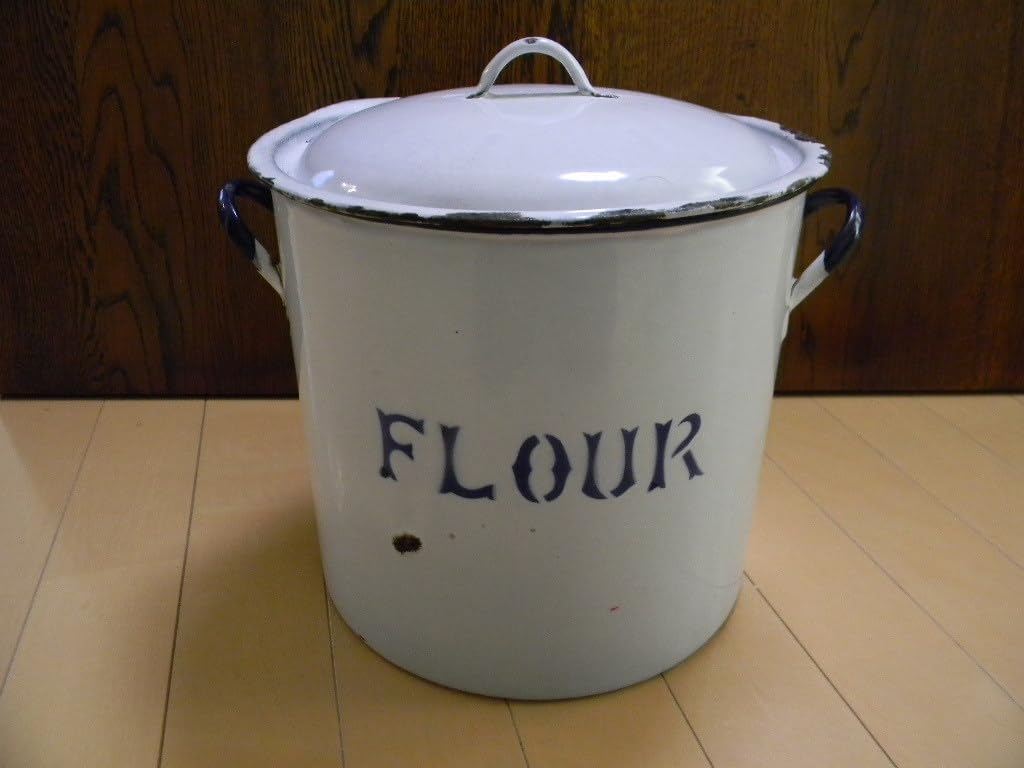 アンティークホーローフラワー缶保存容器 アンティークホーロー