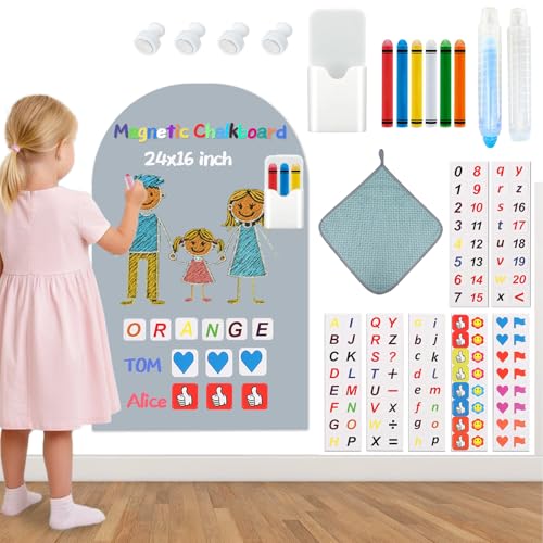 Arch Magnetic Chalkboard Wall Decal for Kids,Upgraded Thickened Magnetic Chalkboard for Wall,Suitable for Home Decoration Wallpaper and Children's Game Room,School (Grey, 24x16 Inch)