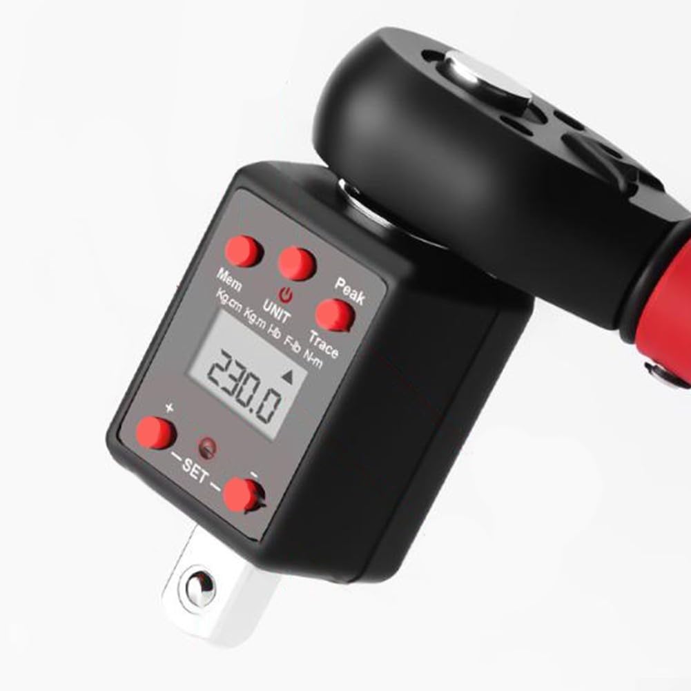 Adattatore dinamometrico digitale per utensili a cricchetto, campo di misurazione 0,3 – 600 Nm, compatibilità più dimensioni, avvertenze acustiche, display LED, modalità di punta e traccia (19 mm)