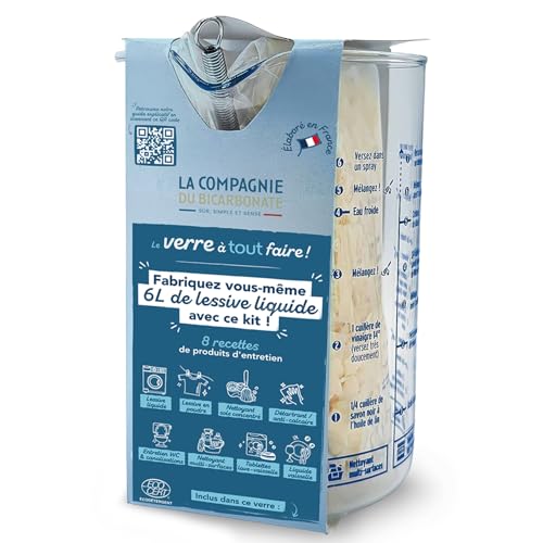 Verre Doseur À Tout Faire Transparent - 8 Recettes Éco- Ménagères Incluses, Ingrédients Pour Lessive - Ustensiles Réutilisables - Mesureur...