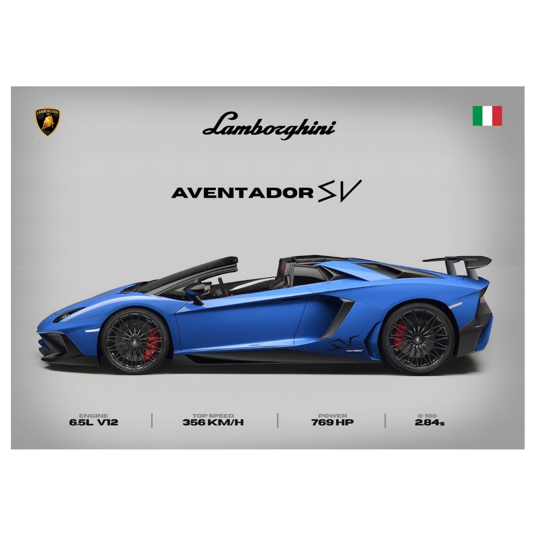Funk You Store Lamborghini Aventador Poster | Supercar Lamborghini Poster (42 x 30 cm) | Dream Car Poster A3 Size | Unframed Matt Laminated | Home, Bedroom (Lamborghini Poster)