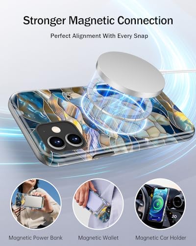 Image of Goodon for iPhone 12 Mini Case Cute - Wireless Charging Compatible - Dual-Layer Hard Shell + Silicone Cover - Protective Phone Case with Trendy Designs for Women - Abstract Sea Turtle | Dual-Layer Hard Shell + Silicone, Slim Fit Protective Phone Cover with Wildflower Designs for Women Girls
