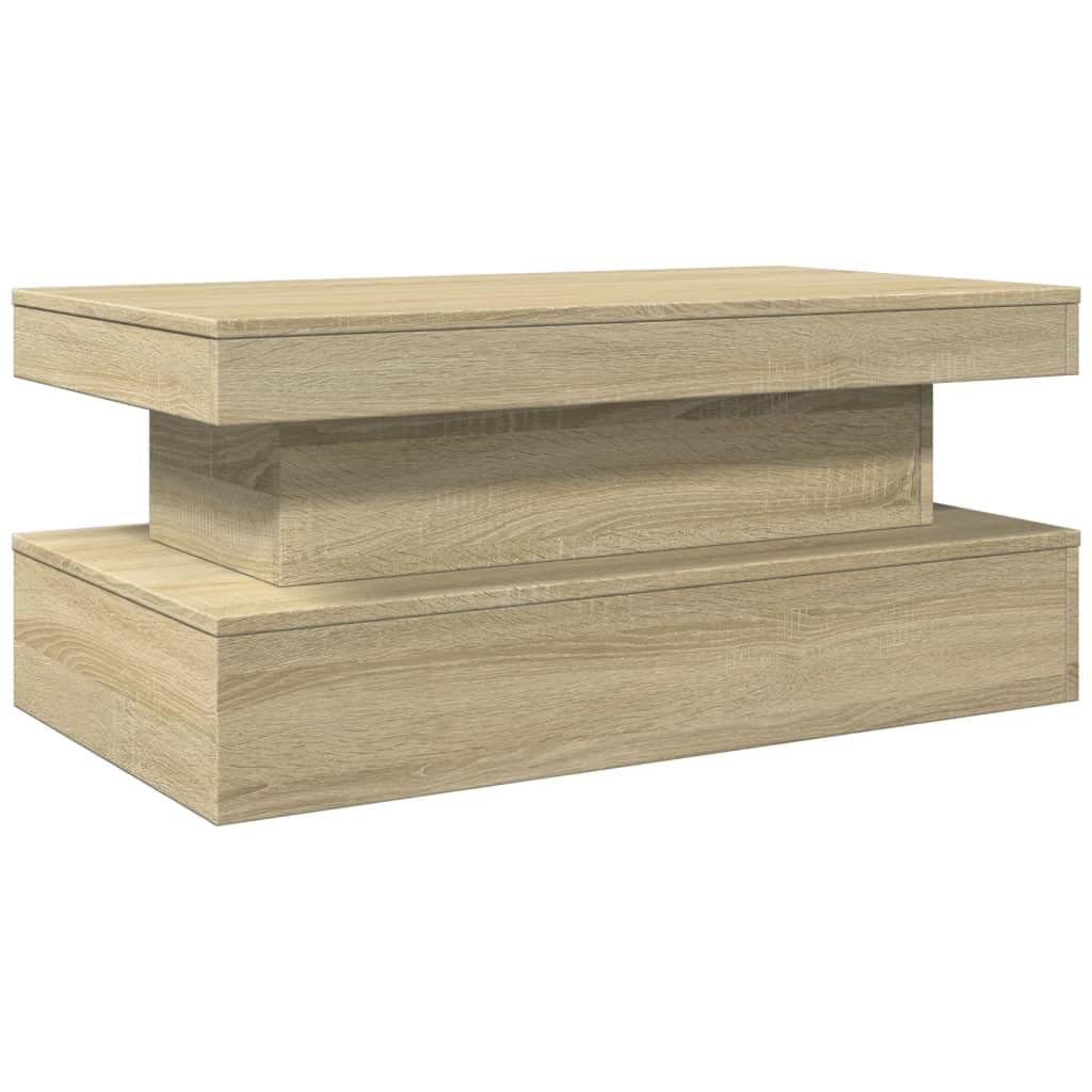 vidaXL Coffee Table with LED Lights Sonoma Oak 90x50x40 cm — image 1