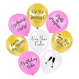 Cute & Funny Birthday Party Balloons for Women and Men | Pack of 16 | Pink White Gold Bday Decor Balloon Party Favors Naughty Supplies & Decorations | Gag Gifts Not too Rude Offensive Abusive Balloons