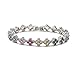 Generic Rainbow & Clover Zircon Unisex Bracelet, Crystal Flower Design, Fashion-Forward Accessory (Silver), 7.28 inches