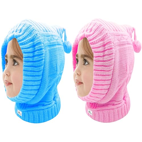 Image of Kidbee Baby Boy's & Baby Girl's Soft Woolen Monkey Cap Pack of 2