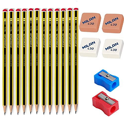 lapices staedter (12, 2 hb 4 gomas milan 430 y 2 sacapuntas)