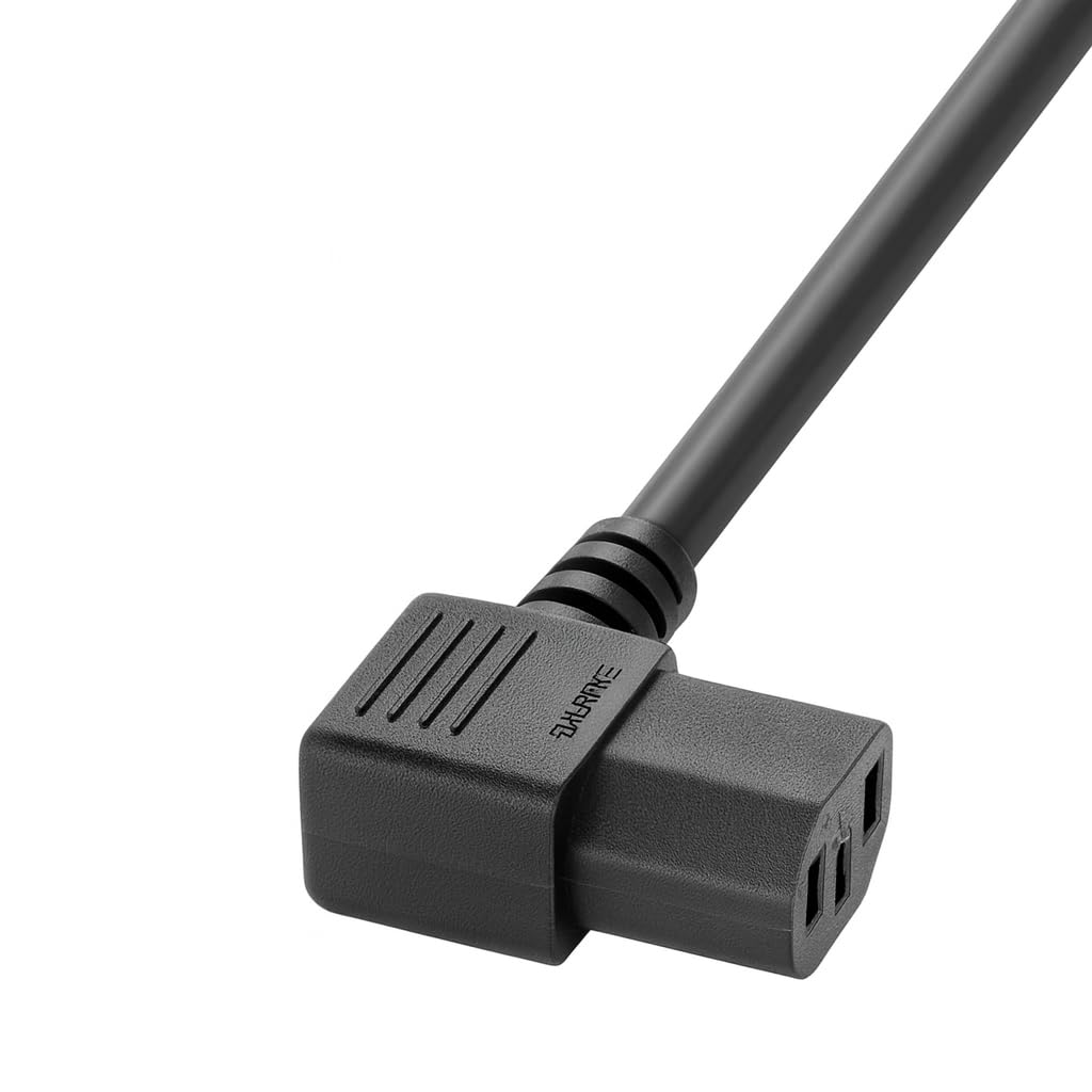 DKURVE® IEC C13 90 Degree L Type Angled Cable Kettle Lead 250V 13A Desktop Power Cable UK Mains Lead for PC Computer TV Monitor Printer etc, 3 Pin UK Plug to IEC 320 C13 AC Power Cord (1.8M)