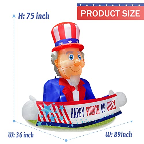 6Ft 4Th Of July Inflatable Uncle Sam Decorations Blow Up Uncle Sam Inflatables With Led Light Celebrate Patriotic Independence Day And Memorial Day Outdoor Decoration #TOP1