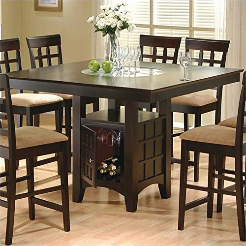 BOWERY HILL Counter Height Square Dining Table with Wine Storage Base and Integrated