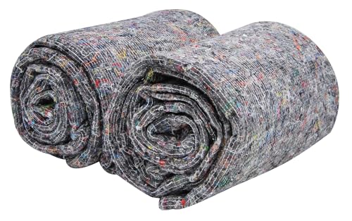 REDLACK - Lot de 2 Couvertures de Déménagement 150x200 cm – Protection Meubles Transport Stockage travaux – Textile Recyclé 350g/m² Gris