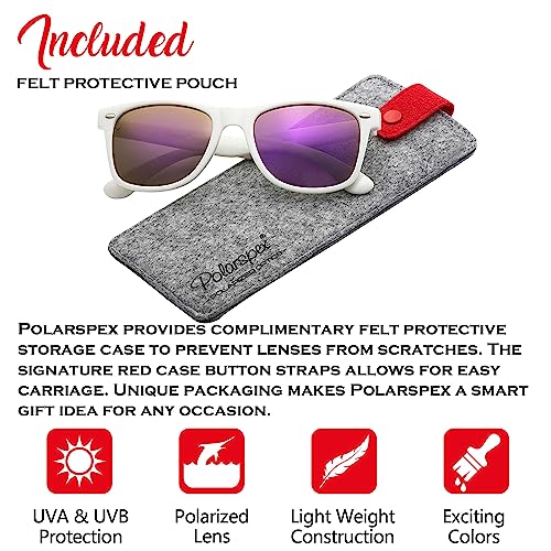 Image of PolarSpex Polarized Sunglasses for Men and Women | UV Protection, Durable Lightweight Frame, Retro Style, Felt Carrying Case, Clear Vision for Driving, Fishing & Everyday Wear.