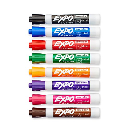 Image of Marker Expo 2 Dry Erase 8 Color Blk Rd Blu Grn Yllw Brwn Prpl -- Case of 3