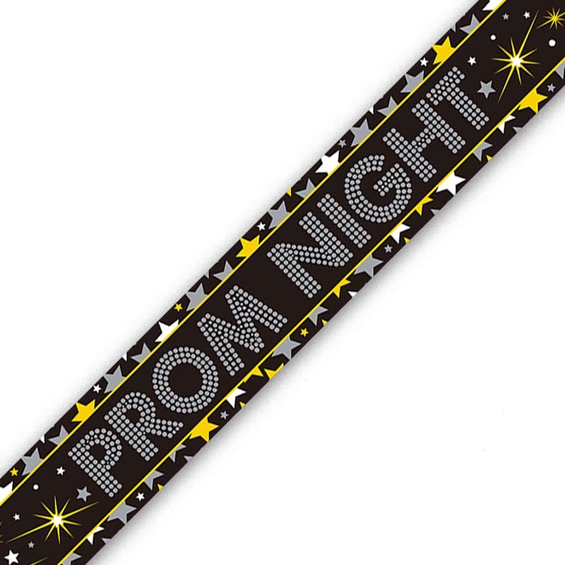 9ft Banner Prom Night Stars Holographic, Gold