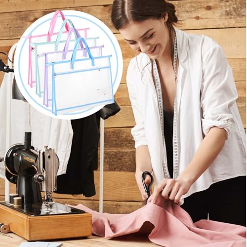 Image of 4 Pcs A3 Project Bag for Quilting Craft Storage for Quilters Clear Mesh Design Art Supply Bag Artwork Storage Organize for Artworks Charts and Teaching Material Multipurpose