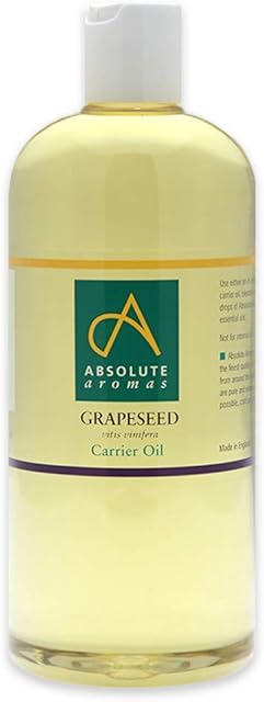 Absolute Aromas Grapeseed Oil 500ml - Pure, Natural, Vegan, GMO-Free - Massage Carrier Oil and Moisturiser for Hair, Skin, Face and Nails