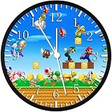 Frameless Large 12' Mario Wall Clock Clear Glass Face Silent Non-Ticking Nice for Gift or Décor W425