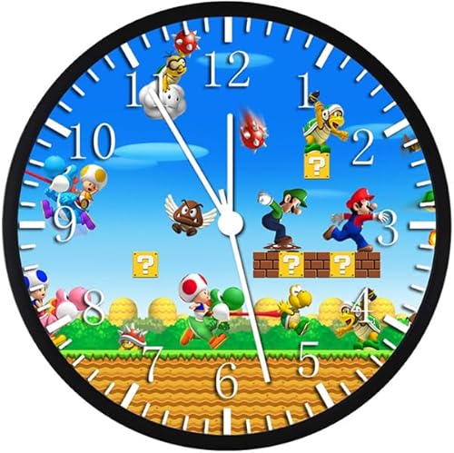 Frameless Large 12" Boys Wall Clock Clear Glass Face Silent