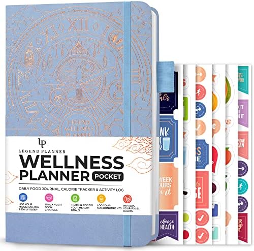 Legend Wellness Planner & Food Journal  Daily Diet, Health & Fitness Journal with Exercise & Weight Loss Trackers  Lifestyle, Nutrition & Workout Diary  Lasts 6 Months, Pocket Size - Black