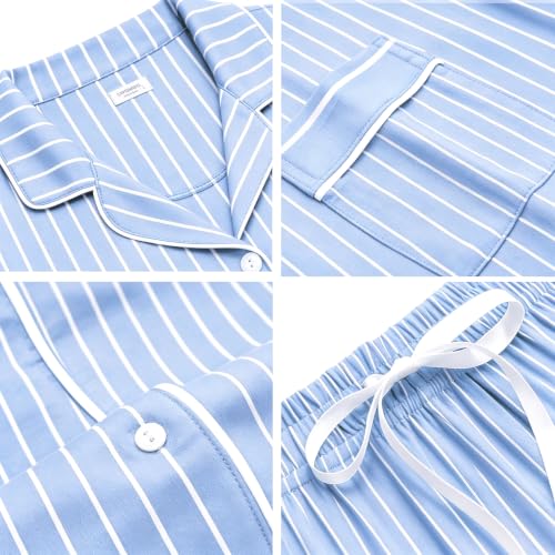 Image of SWOMOG Womens Button Down Pajamas Set Short Sleeve Sleepwear Bride Soft Pj Lounge Sets XS-3XL