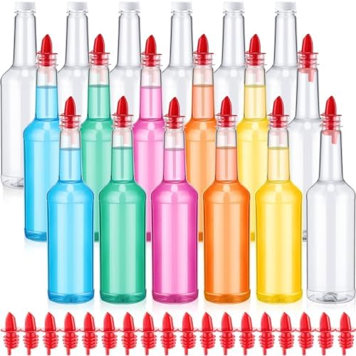 Baderke 6 Pack Glass Long Neck Bottles With Pourer And Caps Clear Glass - View #6
