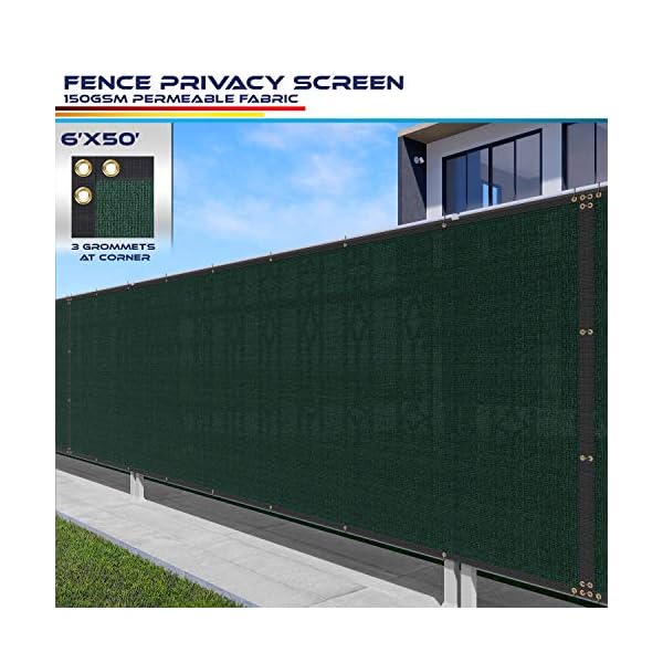 Windscreen4less Heavy Duty Sichtschutzzaun in Farbe Solid Green 1,83 x 15,24 m Messingösen w/3 Jahre Garantie 150 g/m² – Bild 3