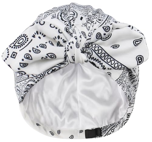 Image of Ababalaya Satin Lined Beanies for Women Chemo Headwear Silky Lined Cotton Sleeping Cap