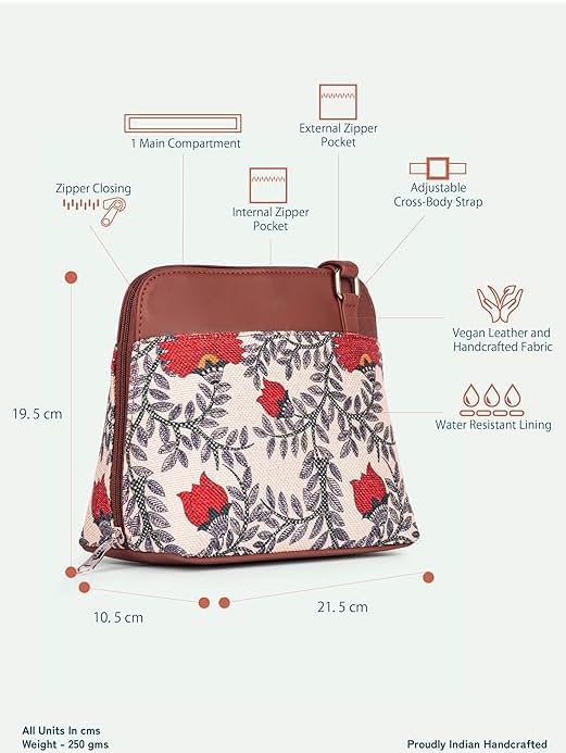 Women’s Printed Crossbody Sling Bag – Vegan Leather Handbag with Adjustable Strap, Stylish Small Purse for Travel, Daily Use & Casual Wear