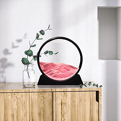 Image of NYRWANA Sand Art, Moving Sand Art,Sand Art Decor Picture Glass Liquid Wall Painting, 3d Deep Sea Sandscape Natural Landscape in Motion Display with Flowing Sand Frame for Home Decor, Diwali Gift Item, (10 inch, Pink)