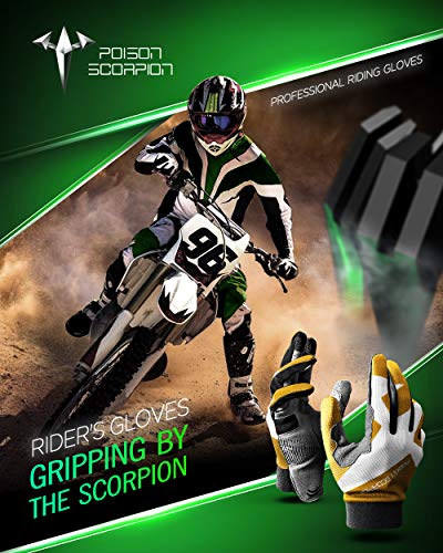 POISON SCORPION Motorcycle Motocross Dirt Bike Gloves for Men Women | Yellow M