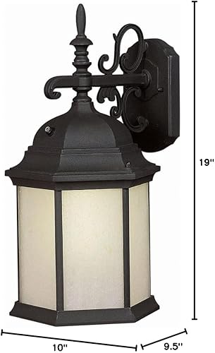 Miniatura 2 de Forte Lighting 17009-01-04 - Farol de pared exterior CFL de bajo consumo de energía 1LT CFL, acabado negro con vidrio esmerilado