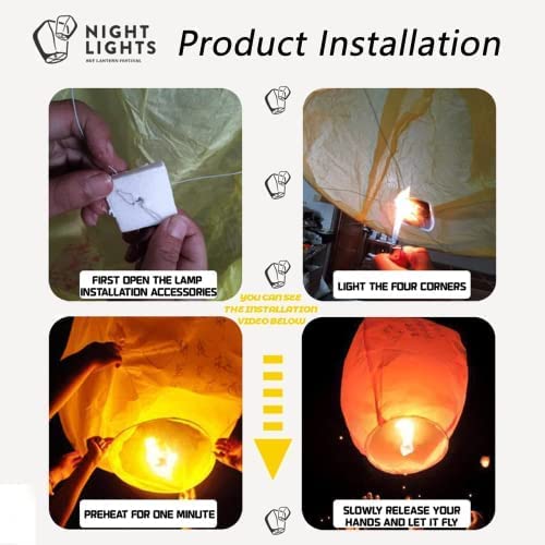 20 Pack Chinese Lantern To Release In Sky Paper Memorial Lunar Floating Decorations Biodegradable Flying For Birthday In Heaven, Funeral Service，Celebration Of Life #TOP6