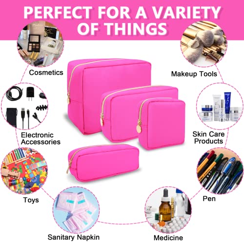 Waterproof Small Makeup Bag Pouch For Purse,Nylon Travel Toiletry Storage Bag Cute Preppy Cosmetic Bag For Women Girl,Waterproof Makeup Organizer Bag Skincare Bag Purse With Zipper(Small-Hot Pink) #TOP5