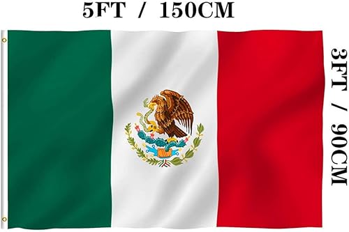 Miniatura 6 de Banderas de México, 3 x 5 para exteriores, doble cara, resistente, bandera nacional MX mexicana con 2 ojales