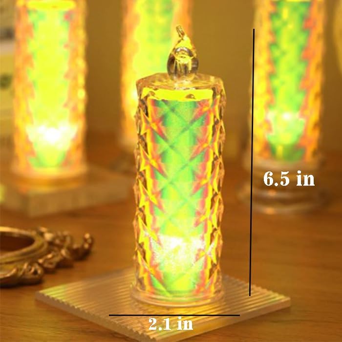 Image of Big Crystal LED Tea Light Candles | Flameless & Smokeless Diya | Decorative Acrylic Candle | Home Decor, Navratri Decor, Diwali Decoration Item, Pooja Room, Table, Mandir Decor | Popo Toys
