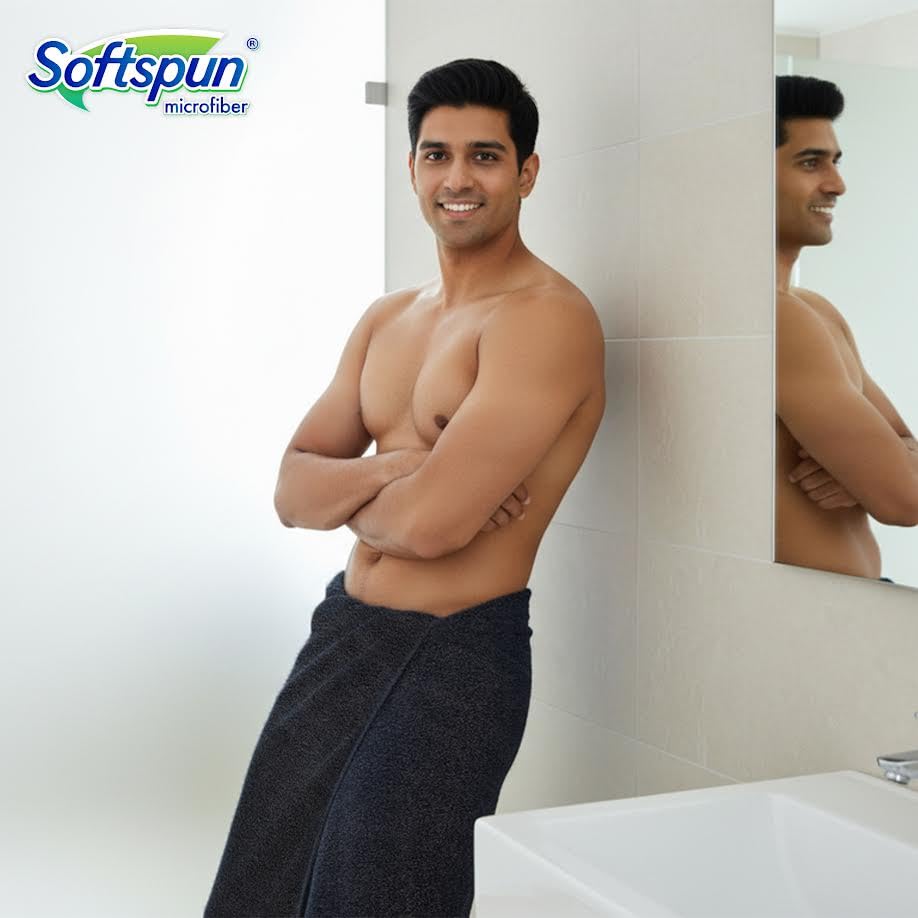 Image of SOFTSPUN Microfiber High Loop Hair & Face Care Bath Towel 1pc 70X140 cm 380 GSM Black! Ultra Absorbent Super Soft & Comfortable Quick Drying for Men & Women Daily Use Pack of 1 Extra Large Unisex.