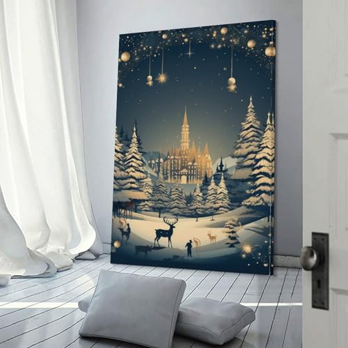 Murale décoration de Noël : solution pour mur vide de salon 50x75cm