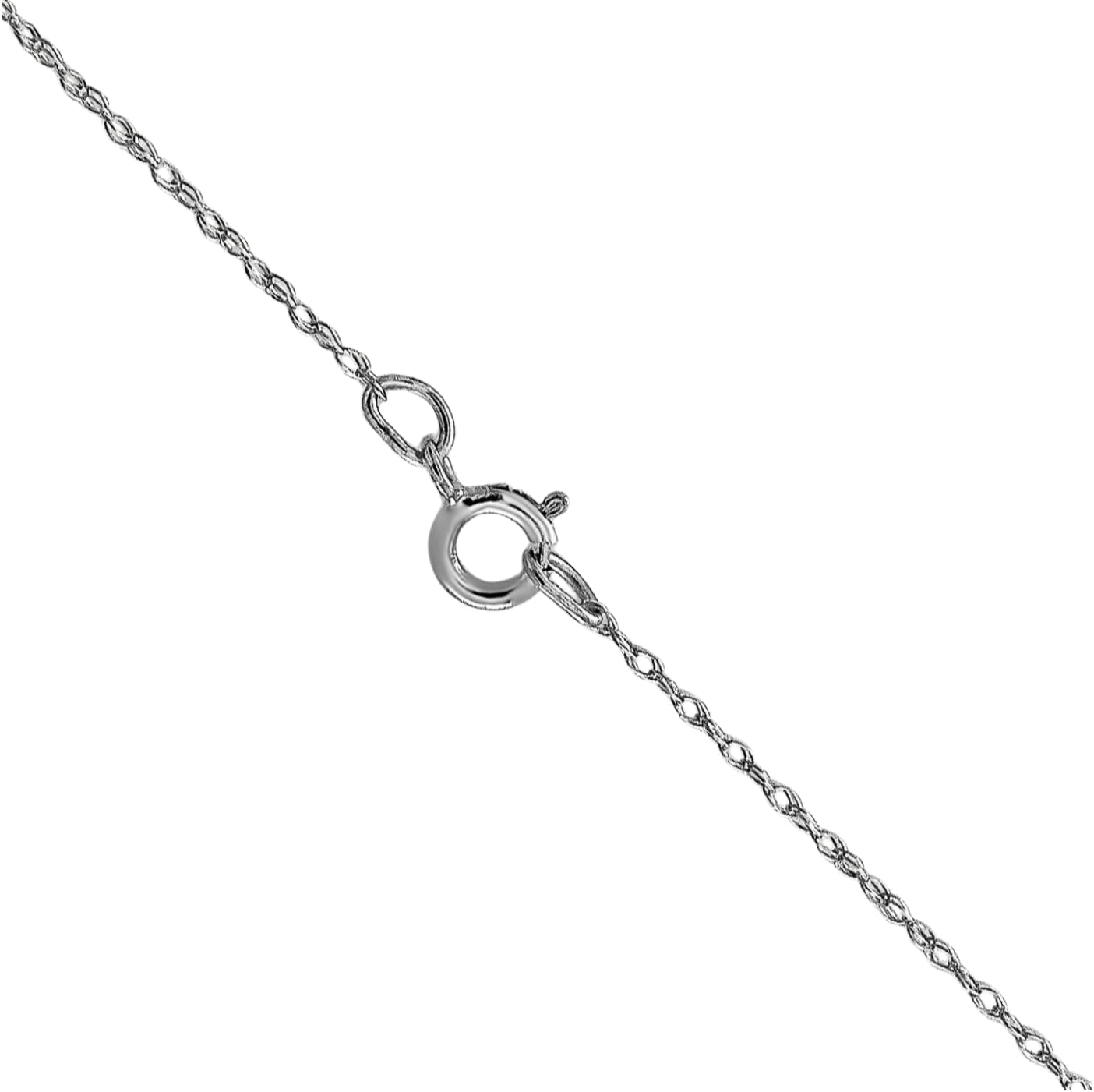 IceCarats 14K Solid White Gold 0.5mm Dainty Rope Cable Chain Necklace Polished
