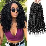 6Packs New Soft Dread Crochet Hair With Curly End 14inch Curly Crochet Hair for Black Women, 2 STYLE in ONE Bohemian Crochet Braid Pre Looped Water Wave Braiding Hair Extensions(14inch, Black)