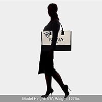 Vista 100 de TOPDesign Personalized Initial Canvas Beach Bag, Monogrammed Gift Tote Bag for Women Negro y marrón