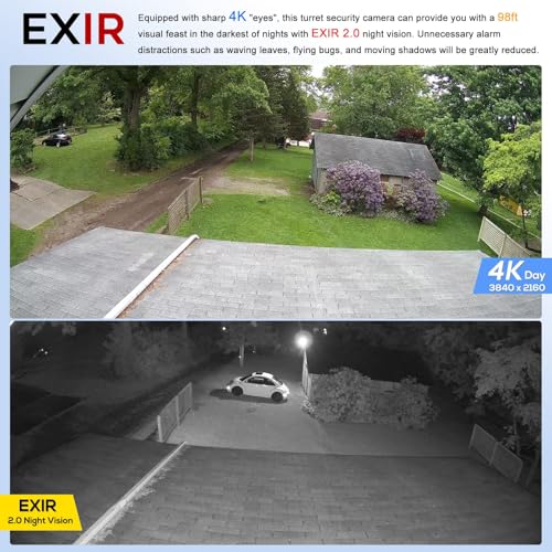 Image of PANOEAGLE 4K PoE IP Security Camera Outdoor, 8MP Turret IP Camera with Human /Vehicle Detection, 2.8mm Lens Wide Angle, Built-in Mic,98ft EXIR Night Vision, IP67 Waterproof,NDAA Complaint, PG2385IG