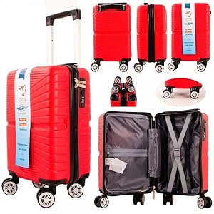 40 X 25 X 20 CM Underseat Cabin Trolley Detachable Wheels (BURUGNDY)